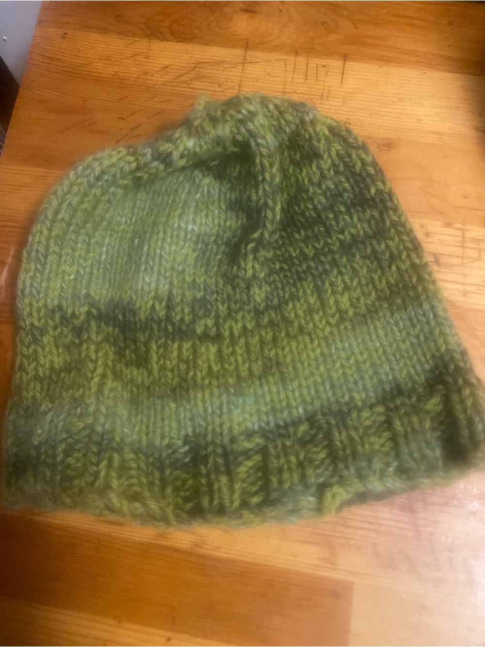 Handknit Green Ombre Beanie